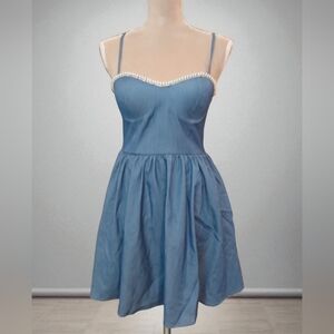 Mi Ami Babydoll Chambray Denim Dress Milkmaid Milkmaid Coquette Small Spring
